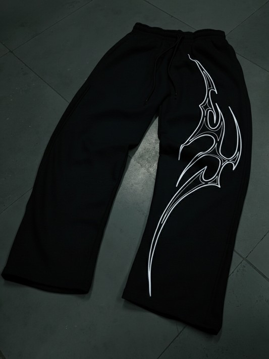 PHANTOM BLACK STRAIGHT FIT BAGGY PANTS (SUMMER)