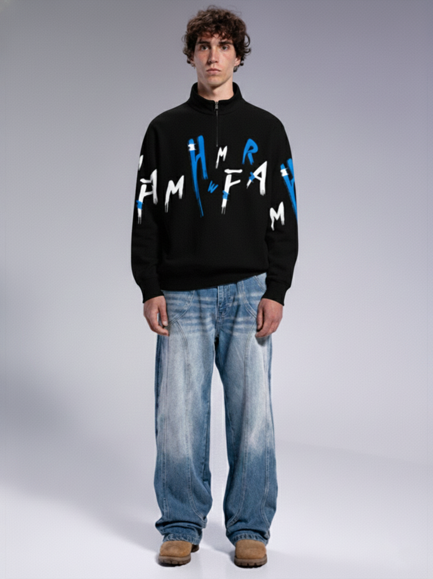 ZENITH HALF- ZIP SWEAT - BLACK