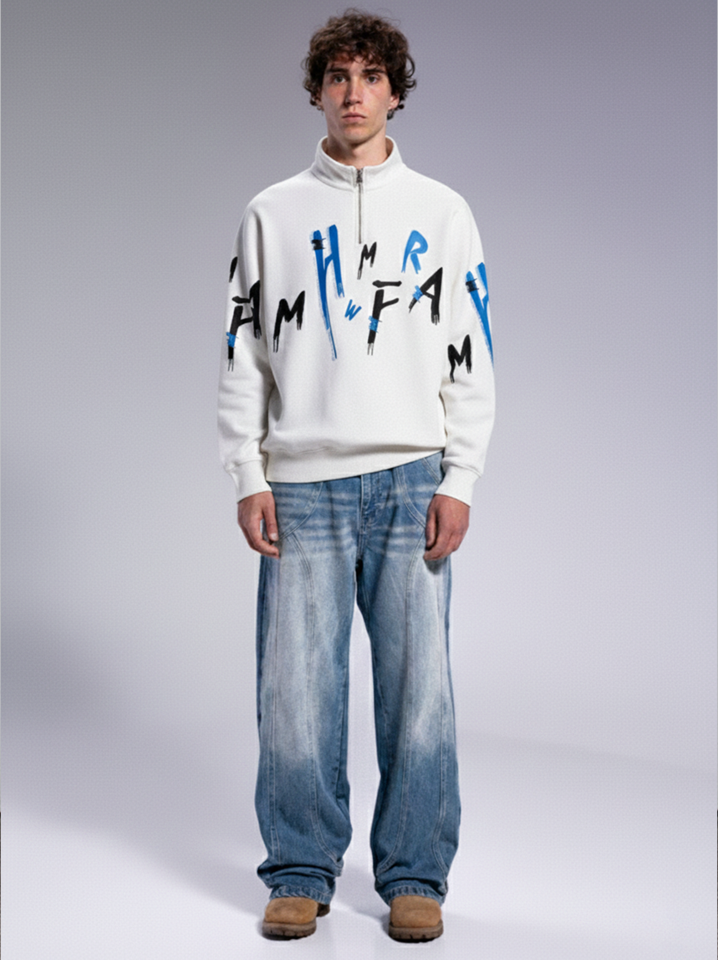 ZENITH HALF-ZIP SWEAT - WHITE