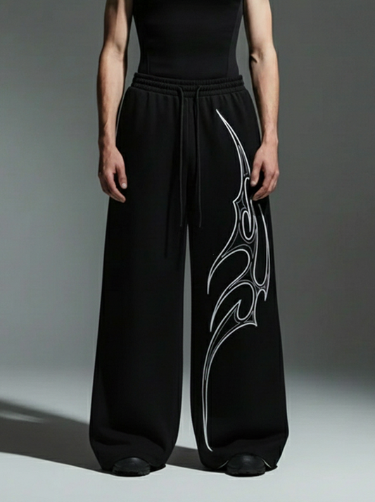 PHANTOM BLACK STRAIGHT FIT BAGGY PANTS