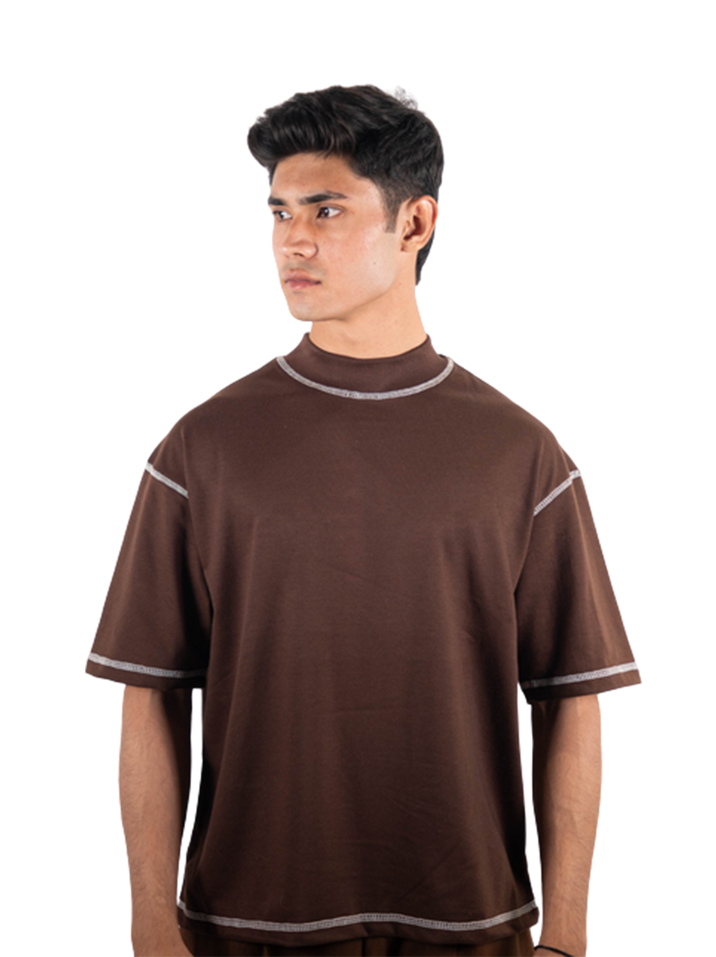 Contrast Stitch - Brown/White