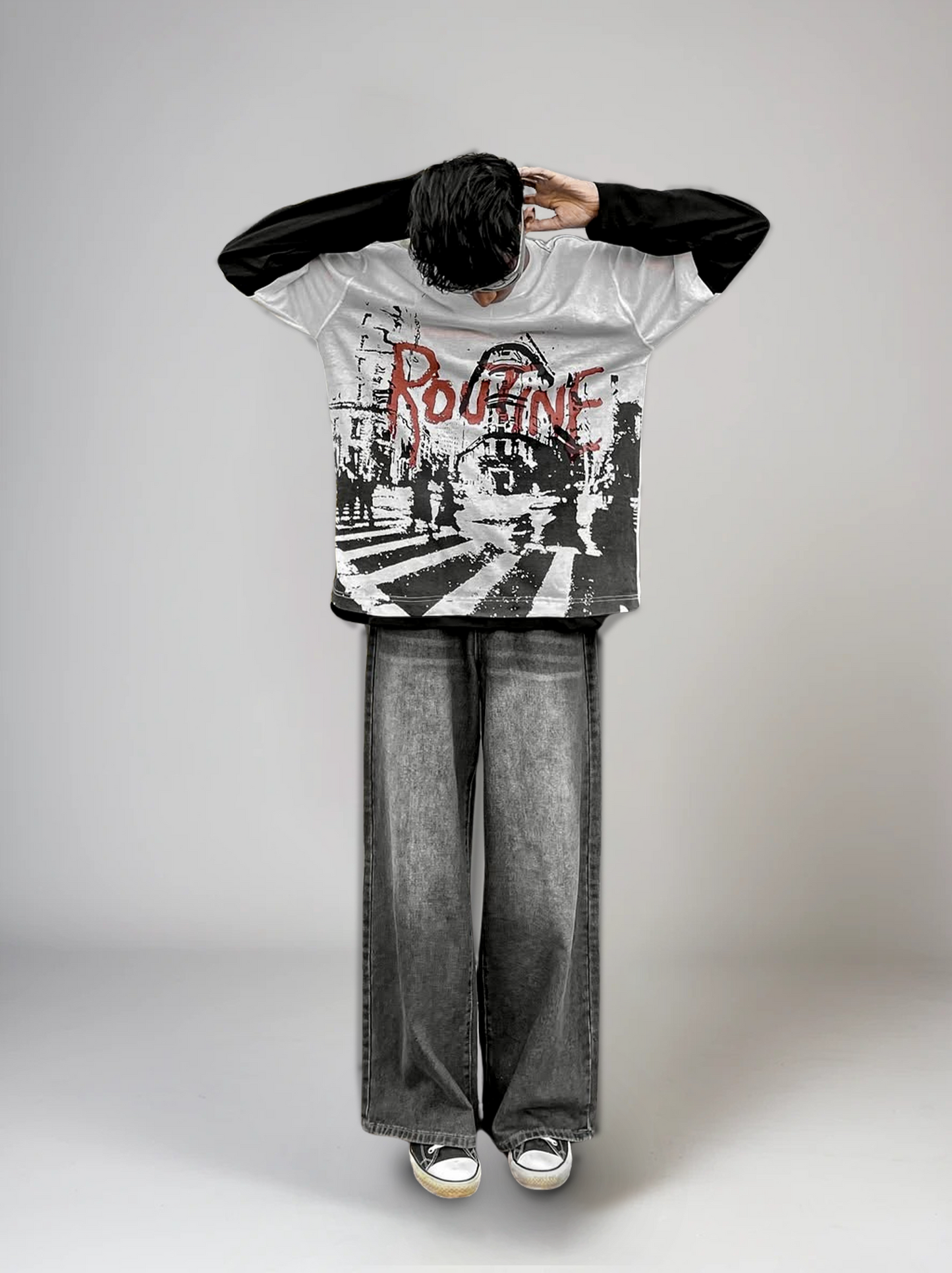 Double Layer "ROUTINE" Long Sleeve Tee