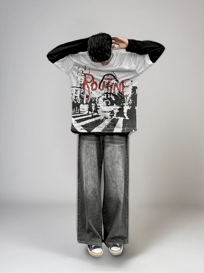 Double Layer "ROUTINE" Long Sleeve Tee