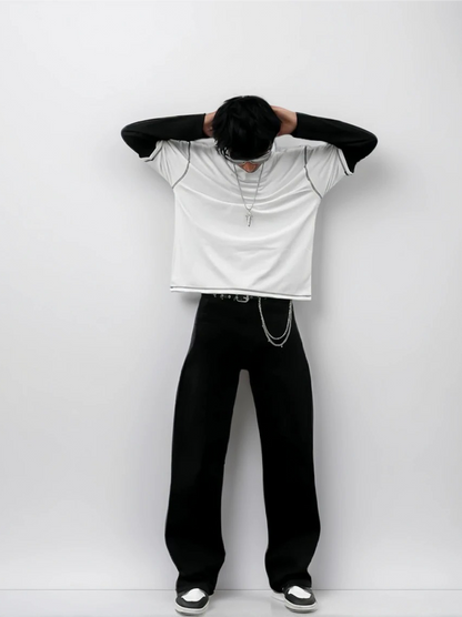 Contrast Stitch - White/Black Tee