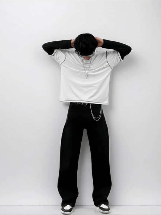 Contrast Stitch - White/Black Tee