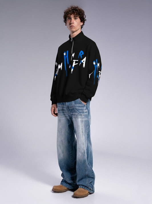 ZENITH HALF- ZIP SWEAT - BLACK