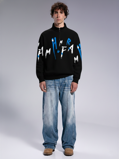 ZENITH HALF- ZIP SWEAT - BLACK