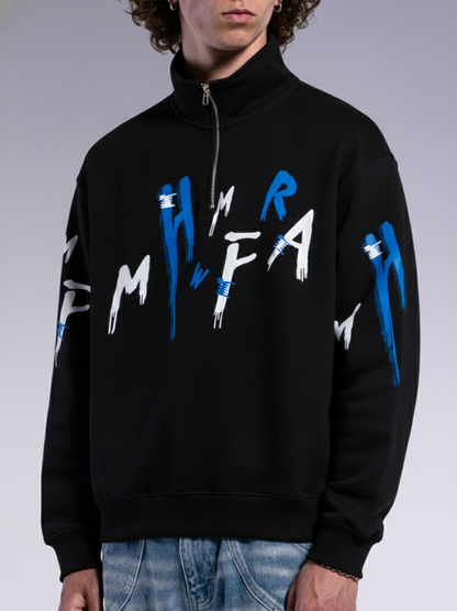 ZENITH HALF- ZIP SWEAT - BLACK