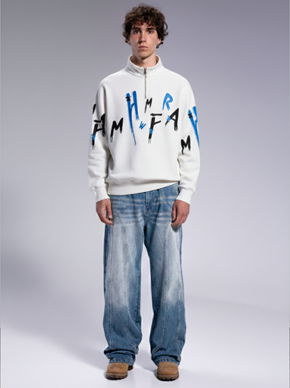 ZENITH HALF-ZIP SWEAT - WHITE