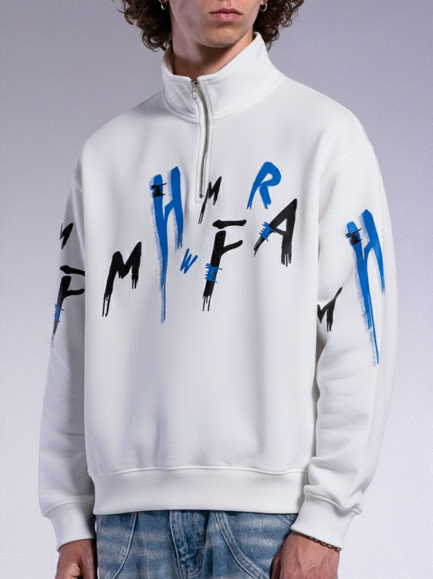 ZENITH HALF-ZIP SWEAT - WHITE