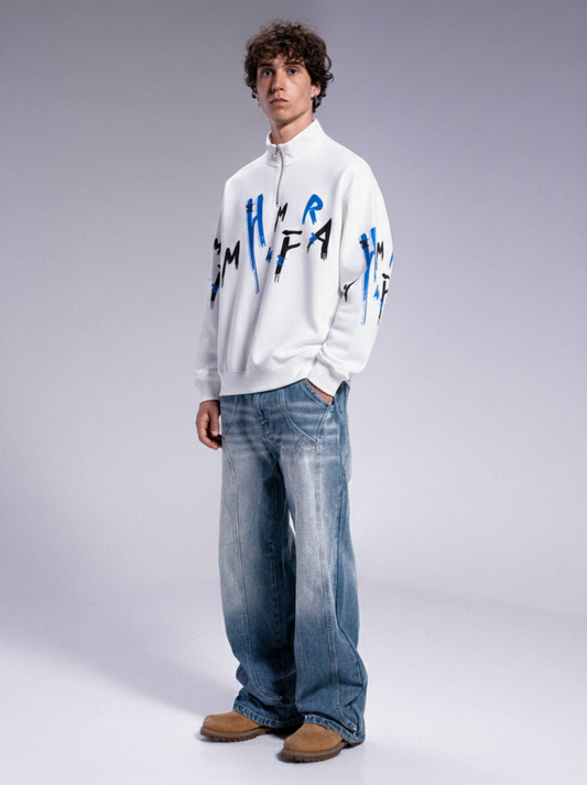 ZENITH HALF-ZIP SWEAT - WHITE